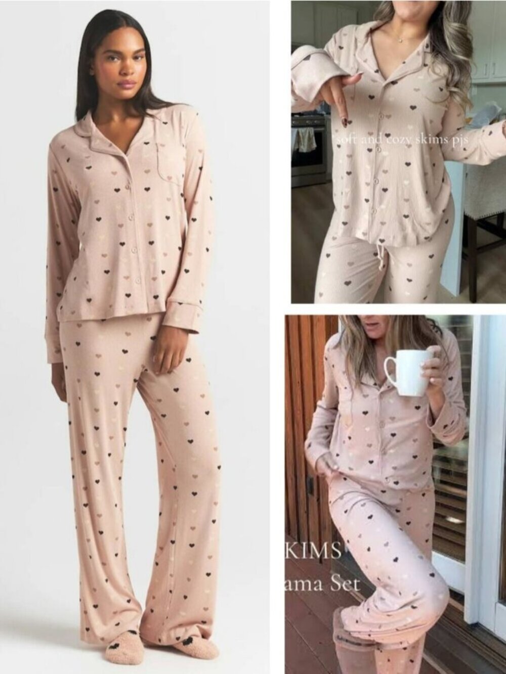 NWT SKIMS Soft Lounge Sleep Set Size Medium Mica Mini Heart Halfdrop